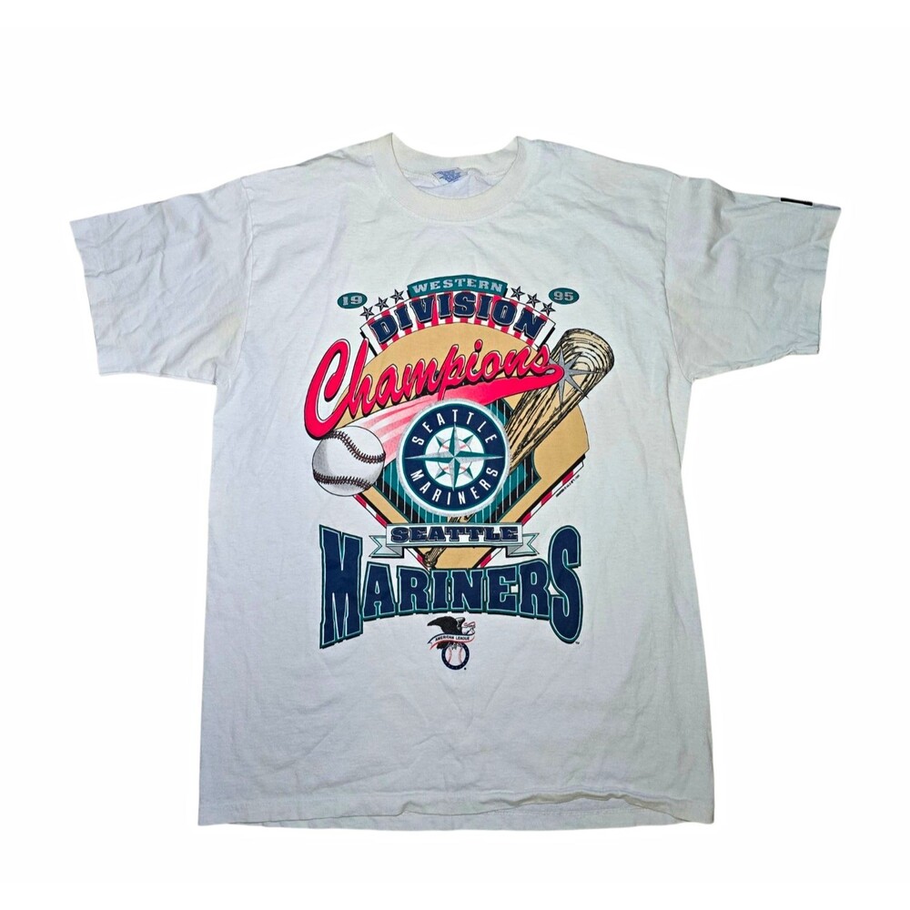 Vintage 90s Seattle Mariners 1995 AL West Division Champions T Shirt Starter M